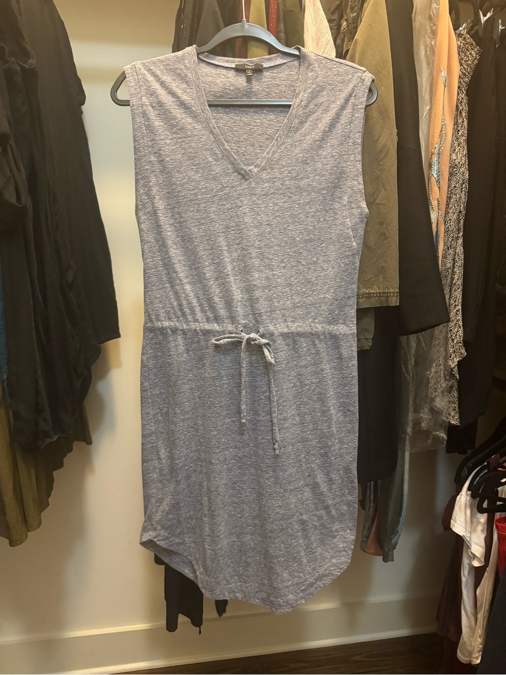 DREW blue Gray Sleeveless V-Neck Mini Dress
